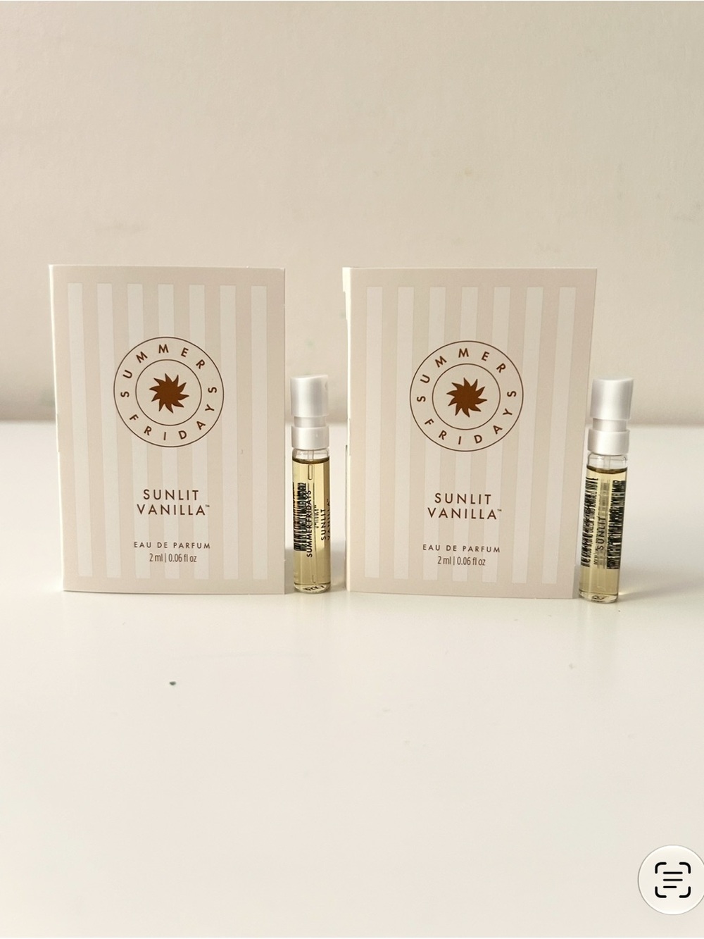 🌸SUMMER FRIDAYS Sunlit Vanilla EDP Vial Spray Sample 2 mL x 2